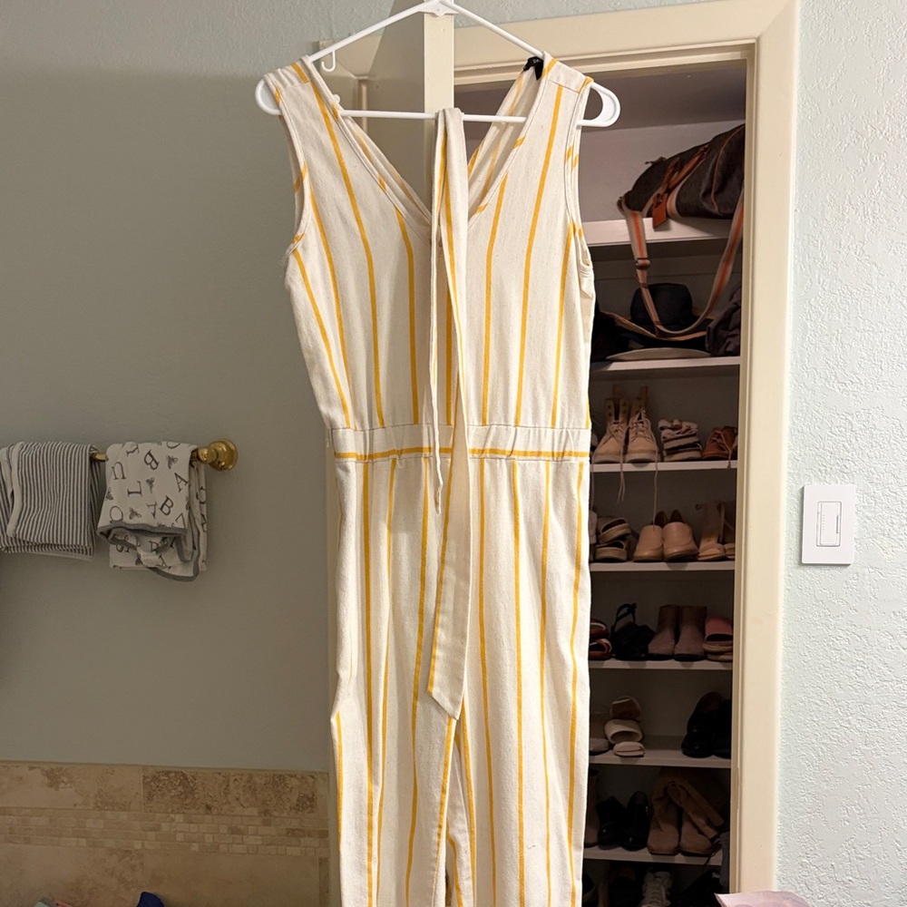 Sleeveless Yellow Stripe Jumpsuit